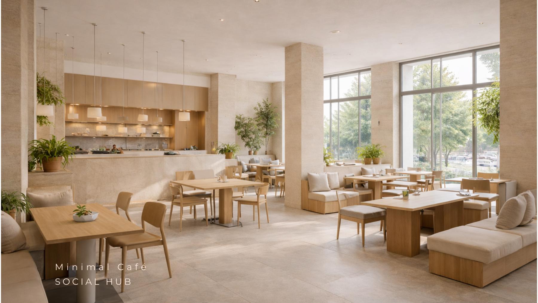 Minimal Café Social Hub F&B konsept çalışması